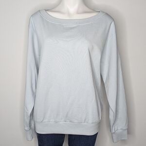 Favorite Daughter Light Blue Cotton Wide Neck Sweatshirt S